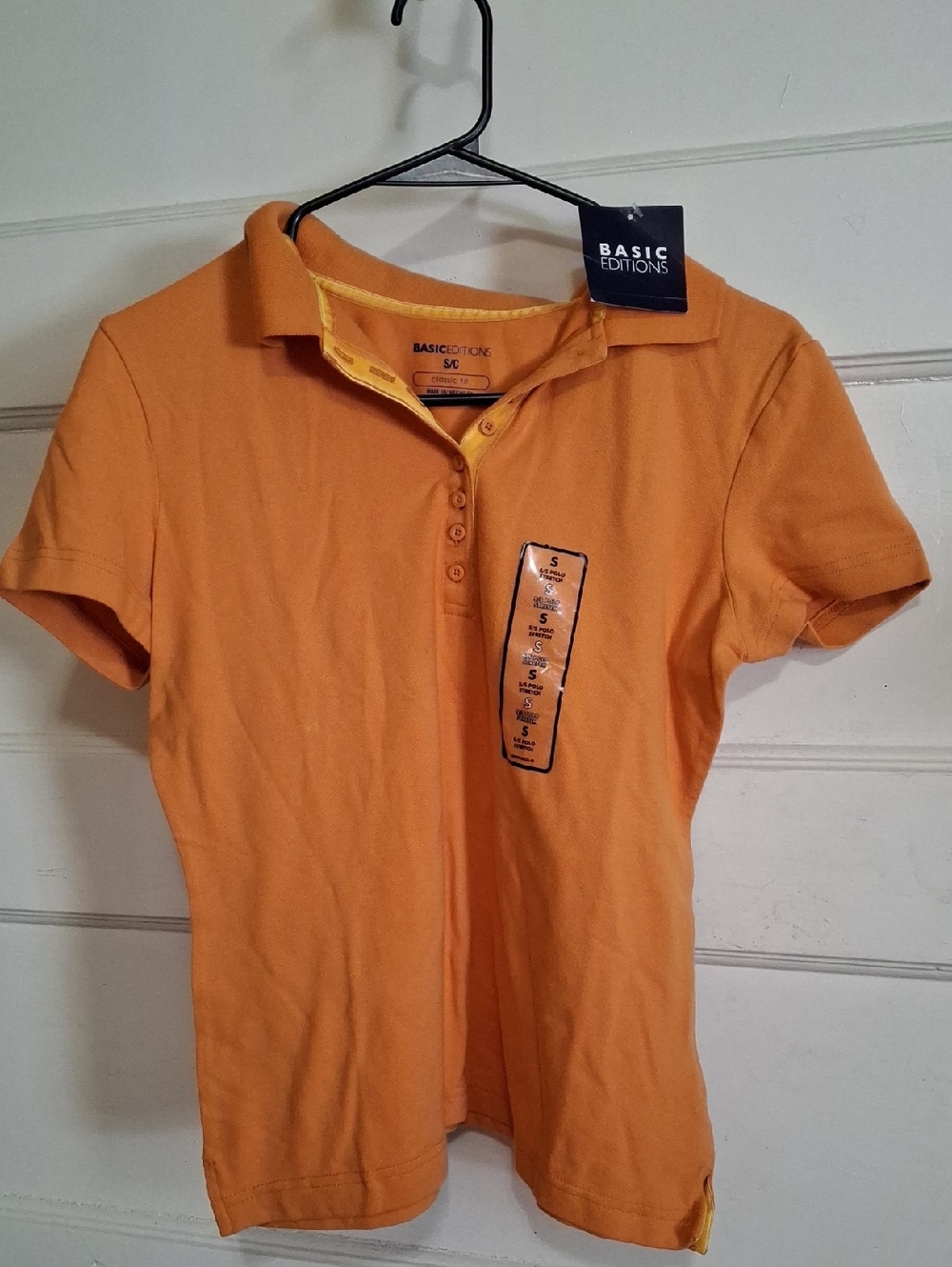Basic Editions Orange Short Sleeve Polo Shirt with Button Placket (Mis117)